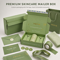 Emballage personnalisé en carton ondulé avec dorure à chaud pour cosmétiques, boîte d'expédition Matcha Green Tear Strip, boîtes d'abonnement