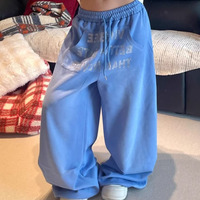 Pantalon de survêtement ample en coton Y2K coloré à jambe large avec taille élastique mi-haute, respirant et infroissable, grande taille, décontracté