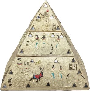 Las pirámides doradas egipcias se pueden apilar con una escultura de joyero, pictografía egipcia antigua y decoración de pirámide de espejo - Product Image 3