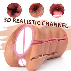 Coños de bolsillo Masturbadores para adultos Doble agujero Oral 3D Avión Copa Marrón Garganta profunda Elástico-Masturbación conveniente - Product Image 4