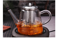 Théière en verre borosilicate de 800 ml (27 oz) personnalisée, soufflée à la main, transparente, de haute qualité, résistante à la chaleur, avec infuseur