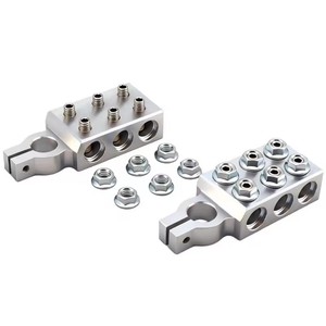 Abrazaderas de terminal de batería de plomo-ácido de aluminio de 8AWG a <span class=keywords><strong>4</strong></span>/0(XL) AWG, 12 vías, chapadas en latón, para poste superior automotriz, positivo y negativo - Product Image 5
