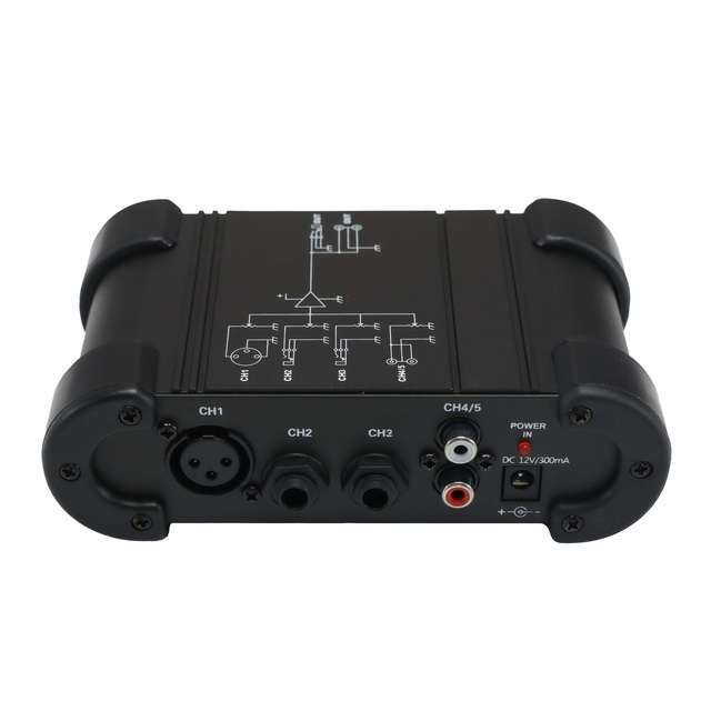 5 Channel Mixing Box Professional Effector Audio Converter Isolator XLR 6.35 RCA Input Low Noise Performance for Guitar Bass