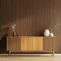 Panneau mural acoustique à lattes en MDF mélaminé ignifuge de luxe à NRC élevé pour l'isolation acoustique des halls d'hôtel et des bureaux