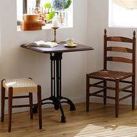 Chaise de salle à manger de style campagnard américain antique avec dossier en corde tressée, structure en bois massif, ensemble table et chaises pour la maison et le café