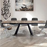 Table de salle à manger rectangulaire en céramique moderne de luxe avec dessus de table en verre trempé extensible et pliable pour une utilisation en hôtel