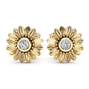 Eleganti Orecchini a Perno a Forma di Girasole per Donne, Orecchini con Pietre Scintillanti, Gioielli alla Moda per Ufficio e Uso Quotidiano, Vendita all'Ingrosso - Product Image 3