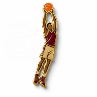 Épinglette en émail personnalisée pour joueur de basketball, motif de coup de panier, badge métallique, broche, cadeau pour fan de sport, vente en gros, épinglette de revers