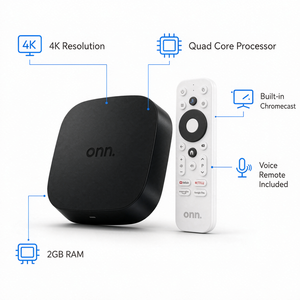 กล่องทีวีอัจฉริยะ Onn 4K Plus ระบบ <span class=keywords><strong>Android</strong></span> 14 ชิปประมวลผล Quad Core แรม 2GB รีโมทสั่งงานด้วยเสียงแบบ Dual-Band เครื่องเล่นสื่อสตรีมมิ่ง - Product Image 2