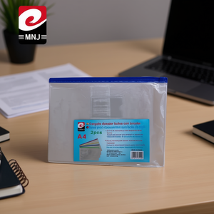 Borsa portadocumenti trasparente Mnj A4 con cerniera per uso ufficio 12 pezzi - Product Image 2