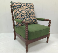 Fauteuil vintage français de style mid-century en bois massif et tissu, canapé individuel, chaise longue de détente pour la maison, le salon, la chambre, le balcon