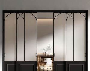 Partición de tres enlaces deslizantes de vidrio de estilo Retro francés para baño, cocina, balcón, sala de conferencias, pista de suelo de techo - Product Image 2