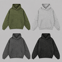 Sweat à capuche homme de haute qualité, poids lourd 430 GSM, effet vintage délavé, manches à bords bruts, coupe ample