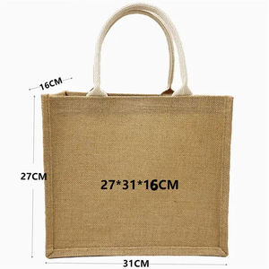 Fabricant de sacs à main en <span class=keywords><strong>jute</strong></span> écologiques avec impression personnalisée du logo sacs fourre-tout en <span class=keywords><strong>jute</strong></span> pour faire du shopping cadeaux publicitaires - Product Image 4