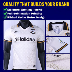 Maglia da <span class=keywords><strong>Calcio</strong></span> Retrò Personalizzata OEM a Sublimazione Totale, T-Shirt da Football Vintage Classica e Traspirante con Colletto Polo da Uomo - Product Image 3