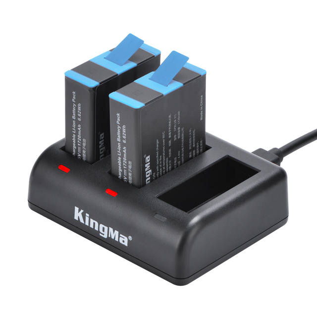Kingma- BM060-AHDBT-901+ Battery Kit Lithium Battery (Two Pack) and Triple Usb Charger for Gopro Hero 12 11 10 9 Camera