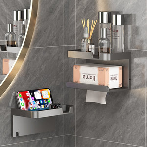 Đấm miễn phí nổi kệ lưu trữ chủ giá Khay Đứng tổ chức treo tường phòng tắm nhà vệ sinh giữ giấy kệ lưu trữ giá - Product Image 6