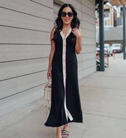 Robes d'été pour femmes, style décontracté, fendues, sans manches, sexy, col en V, ajustées, élégantes, tempérament, robes de vacances pour femmes