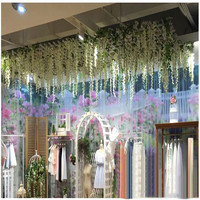 Vente en gros de fleurs suspendues artificielles de glycine rose fleurs blanches mur pour la décoration mariage fleurs artificielles Real Touch