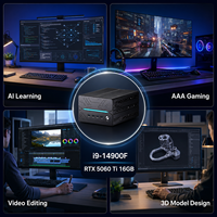 Mini-PC Intel Core I9-14900F RTX5060 16G, Mini-Gaming-PC DDR5 96GB, M.2 PCIe 4.0 SSD WiFi 6E AX210 Gaming-Mini-PC 3DP