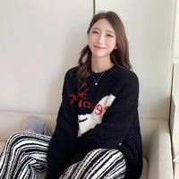 Pullover tricoté ample et confortable en demi-velours épais, style coréen décontracté, anti-boulochage, pour femme, idéal pour l'hiver et la maison