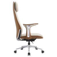 Fauteuil de bureau de luxe moderne ergonomique en cuir, inclinable avec appui-tête, en cuir véritable, pivotant, pour cadre, hauteur réglable, garantie 5 ans