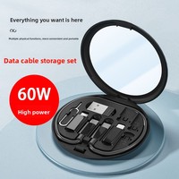 Kit d'organisation de câbles de charge rapide 60W, étui de voyage, boîte de rangement multi-chargeurs USB-C sans miroir