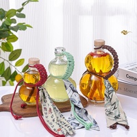 Bouteille créative portable en forme de gourde pour boissons froides, jus, vin de fruits, avec bouchon en liège, emballage sérigraphié et cordon de transport