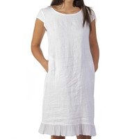 Robe ample en lin de haute qualité à col rond pour femme, style bohème décontracté, sans manches, courte, grande taille, écologique, taille XL, naturelle