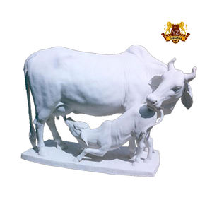 Statue de taureau en pierre sculptée à la main, décoration moderne, taille réelle, Sculpture de tête de taureau en marbre avec prix de Base - Product Image 5