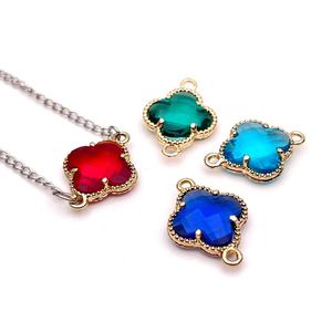 จี้คริสตัลรูปใบโคลเวอร์สี่ใบหลาก<span class=keywords><strong>สี</strong></span>ลูกปัดแก้วแบบทำมือสำหรับทำสร้อยข้อมือและสร้อยคอ - Product Image 4