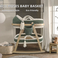 Table à langer pour bébé Moses Basket, berceau nouveau-né, coussin en mousse épaisse au crochet, housse de chambre à coucher, tricoté à la main, écologique