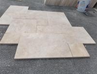 SHIHUI vente en gros personnalisé Villa décoration intérieure travertin motif français pavés luxe Beige travertin carrelage de sol