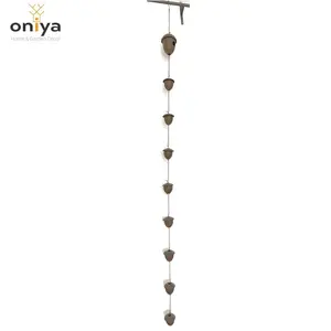 Oniya 85.5英寸手工复古金属雨链花可调落水管风铃家居室内室外庭院装饰浇水