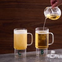 Mug à bière en verre borosilicate haute résistance, tasse à eau, résistant aux hautes températures, design moderne et minimaliste, avec poignée, couleur unie, simple paroi, pour le bureau