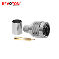 Factory Supply N Type Male Plug Crimp Straight for LMR400 Coaxial Brass Cable RF Coax Solder Pin Connector ROHS in Stock Macho
