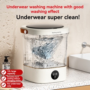 <span class=keywords><strong>Lavadora</strong></span> Portátil de Ropa Interior de 12L, Mini <span class=keywords><strong>Lavadora</strong></span> con Motor de Frecuencia Variable DD, Rueda de Ondas 4D, Iones de Agua, Antibacteriana - Product Image 2