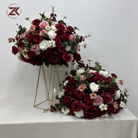 ZKAI Op maat gemaakt ontwerp rode wijn Bourgogne roos bloemenbal bloemstuk bloemen centerpiece voor bruiloft evenement feest