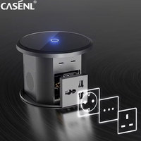Motorisierte Pop-up-Steckdose für Küchenarbeitsplatten, Smart WiFi 15W Kabelloses Laden 4 AC 2 USB-A 2 Typ-C Konferenztisch