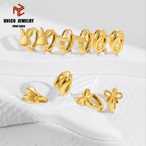 أقراط دائرية من الفولاذ المقاوم للصدأ مطلية بالذهب عيار 18 قيراط، خطاف مصبوب بالبودرة، مجوهرات نسائية بالجملة للجنسين - Product Image 3