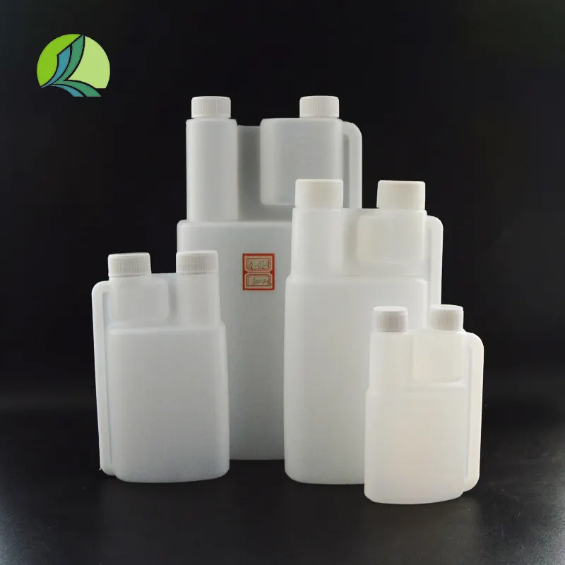 Bouteille de dosage à double col en plastique blanc 100ml 250ml 500ml 1000ml HDPE laboratoire quantitatif distributeur à double chambre