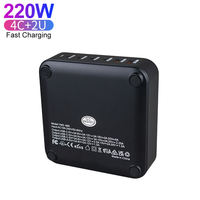 Type C 100W 45W 20W Dc 220 Volt 50Hz Adaptateur électrique pour ordinateur portable domestique Chargeur de bureau 6 ports Chargeur 220W Gan Pd