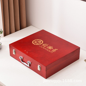 Wooden Storage Box <b>Rectangle</b> Handle Engraved Flip Top Desktop Organizer General Packaging - Product Image 1