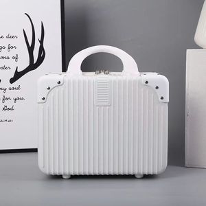 Mini Cosmetic Case 14-Inch ABS Portable Stripe Pattern Zipper Closure <b>Soft</b> Handle Travel Storage <b>Box</b> - Product Image 1