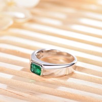 Bague en argent sterling S925 avec émeraude de 1 carat pour homme et femme, bijoux minimalistes géométriques, mode hip-hop, bijoux de luxe haut de gamme, bague de mariage