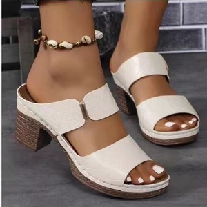2026 New Arrival Summer Women's Open Toe Wedge Platform <b>Slide</b> Sandals PU Upper Rubber Sole Casual Beach Shoes - Product Image 2