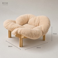 Lit surélevé pour animaux de compagnie en forme de fleur avec pieds en bois, coussin en velours côtelé motif trèfle, centre profond et cadre surélevé, pour intérieur, vente en gros