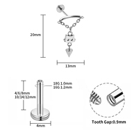 Piercing en Titane de Grade Implantaire ASTM F136 à Filetage Interne pour Labret, Hélix, Tragus, Lèvre - Bijoux de Piercing Corporel de Haute Qualité