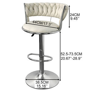 <span class=keywords><strong>Tabouret</strong></span> <span class=keywords><strong>de</strong></span> bar vintage TUQ en velours tissé avec dossier rembourré, hauteur réglable, repose-pieds, tabourets <span class=keywords><strong>de</strong></span> bar pour cuisine, restaurant, <span class=keywords><strong>bureau</strong></span> - Product Image 3