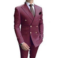 Nouveau costume pour homme décontracté en deux pièces, à double boutonnage, standard pour les affaires, revers en pointe, costume de mariage, smoking pour homme